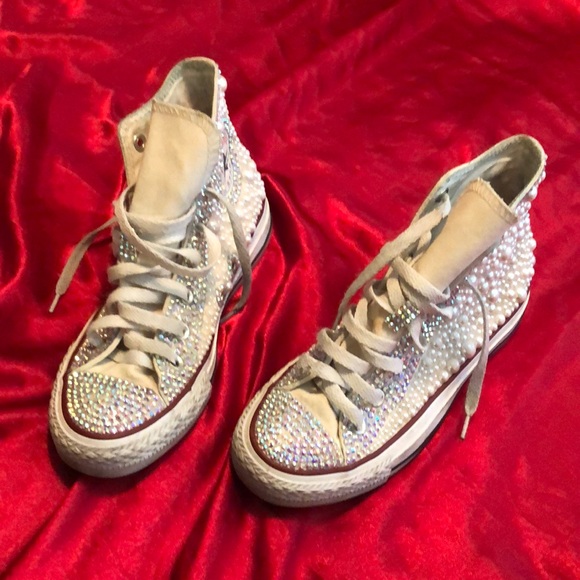 Bedazzled White Converse - Picture 2 of 3